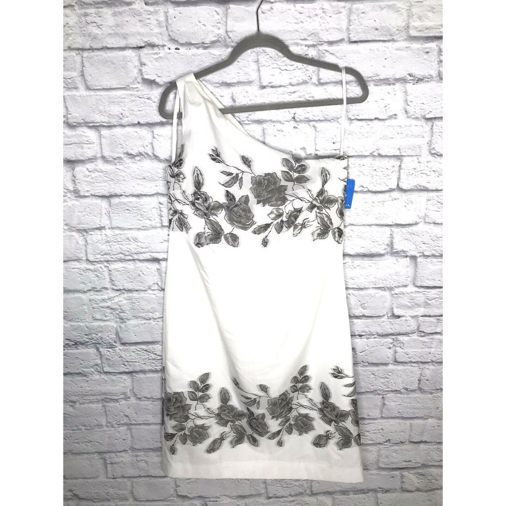 Doncaster White One-Shoulder Floral Appliqué Dress